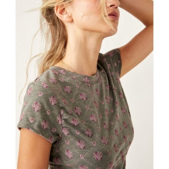 Free People Mix it Up Baby Tee in Charcoal Combo - Picture 3 of 9